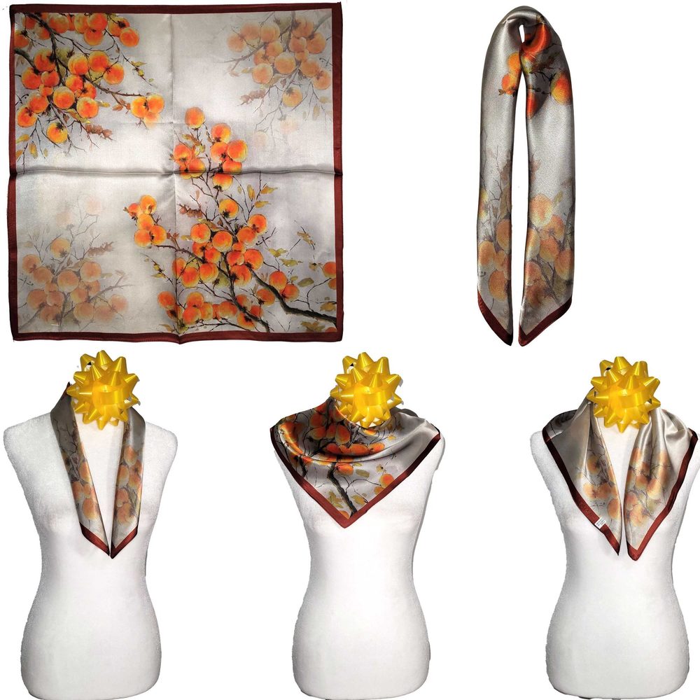 NWT Genuine 100% Mulberry Silk Satin Scarf 21"x21" Small Square Shawl 54731